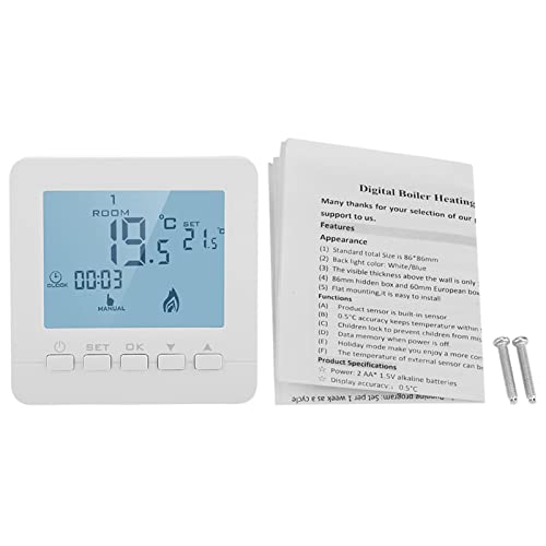 Termostato programable Digital vrf con Pantalla LCD, 5A, Blanco - Control Inteligente de Temperatura, Modo Vacaciones, Seguro para calefacción y Caldera gasoil