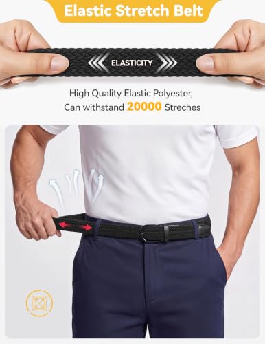Image of Mile High Life | Braided Stretch Elastic Belts | Pin Oval Solid Black Belt Buckle | PU Loop End Tip Men /Women /Junior Belt