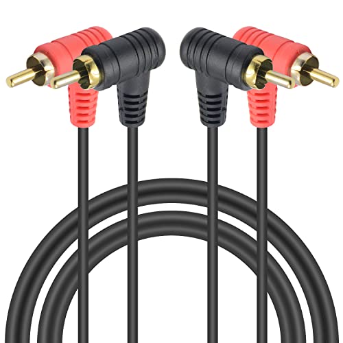 Duttek 90 Degree 2RCA Cables 1M, 2-Male to 2-Male RCA Audio Stereo Subwoofer Cable Audio Cord Cable for Audio Speakers