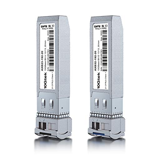 Image of 10Gtek a Pair of 10G SFP+ Bidi Transceiver, LC Single-Mode Single Fiber Module, 10GBASE-BIDI 1270nm /1330nm for Cisco SFP-10G-BX20D-I /SFP-10G-BX20U-I, Ubiquiti UniFi, Mikrotik, and More, DOM, 20km
