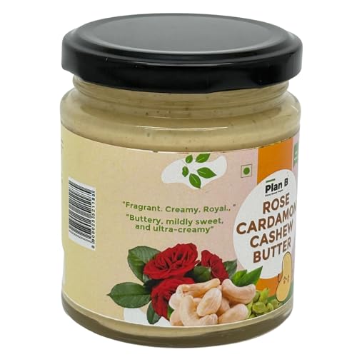 Image of Plan B Rose Cardamom Cashew Butter | 200g Jar | Rose & Cardamom Plant-Based Nut Butter | Creamy Spread | Dairy-Free | Gluten-Free