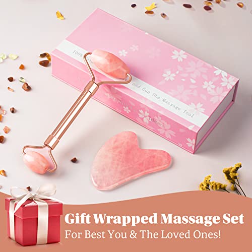 Zs Zeshin Jade Roller & Guasha Set-Facial Beauty Roller Skin Care Tools, Rose Quartz Massager For Face, Eyes, Neck, Body To Relieve Wrinkles,Fine Line And Eyepuffiness #TOP4