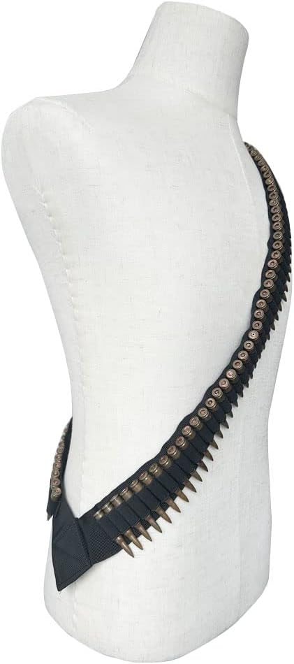 Tactical 100 Rounds 56" Rifle Pistol Bullet Cartridge Bandoleer Ammo Belt Shell Holder Hunting Shooting for .357 7.62x39mm .38 .410 30-30 .270 9mm (Not Include Bullets) - Image 3
