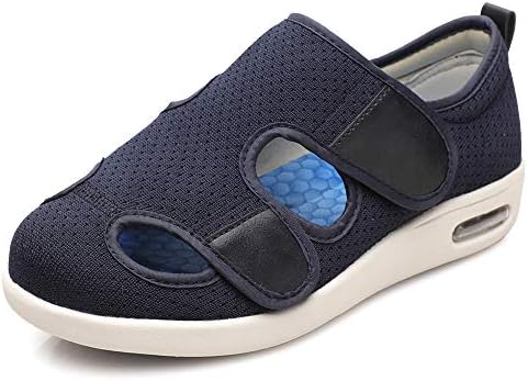 Men’s Wide Width Walking Shoes with Adjustable Lightweight Non-Slip Air Cushion Diabetes Shoes for Elderly Swollen Feet Outdoor/Indoor