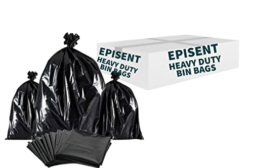 EPISENT Heavy Duty Bin Bags - The Ultimate Solution for Your Waste Management Needs - Strong, Tear Resistant - Available in 250 Gauge - for Everyday Use, Household, Office & Kitchen, Pack of 200