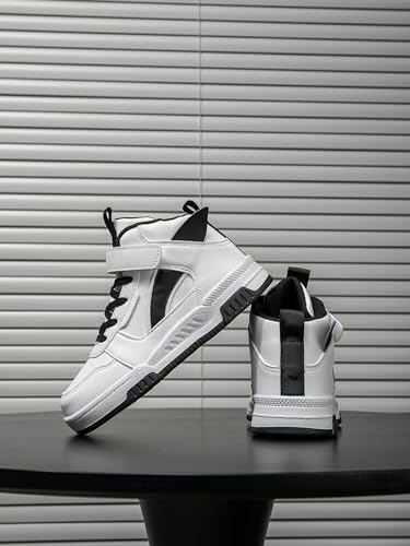 Boys Girls Outdoor Board Shoes with Leather Upper, Breathable Comfortable with Soft Padded Neck, Fashionable Retro Street Style, Basketball Shoes Suitable for All Seasons3