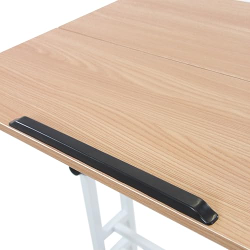 Bureau assis-debout réglable blanc chêne pour ordinateur