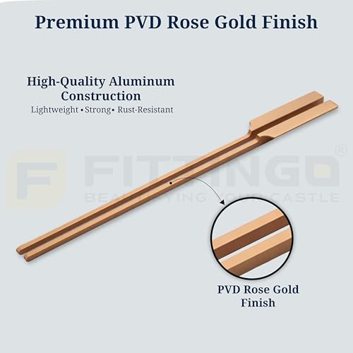 Image of Goldcrest 62cm Handle for Wardrobe & Cabinet /Cupboard Handle /Wardrobe Handle /600mm Hole to Hole (PVD Rose Gold) Pack of 2 (Left - Right)-| 3 Years Warranty |