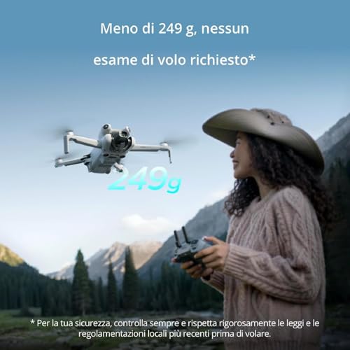 Mini 4 Pro (con RC-N2), mini drone pieghevole per adulti con fotocamera HDR in 4K, meno di 249 g, autonomia di volo di 34 min., distanza di trasmissione video max. di 20 km, C - Gadget - Immagine 1