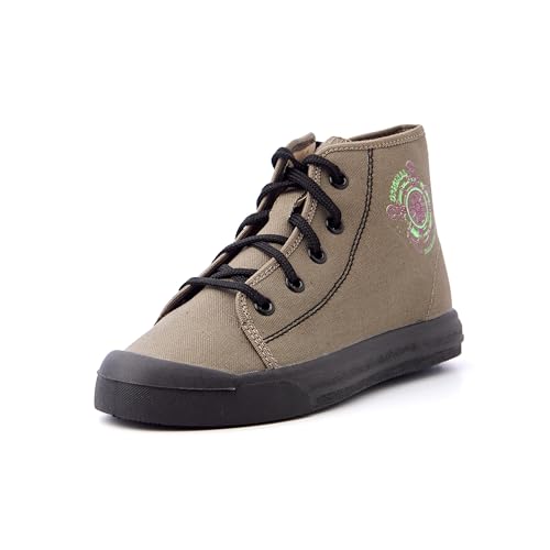 Nordan 926350 Kinder Schuhe in verschiedenen Prints. Bequeme Turnschläppchen für Mädchen und Jungen. Hausschuhe Kinder mit rutschfesten Sohlen. Stilvolle und schöne Cotton Slippers (khaki 3700, 33)