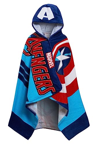 Marvel Poncho de Plage Captain America 100% Coton Avengers Serviette de Bain pour Enfants Garçons