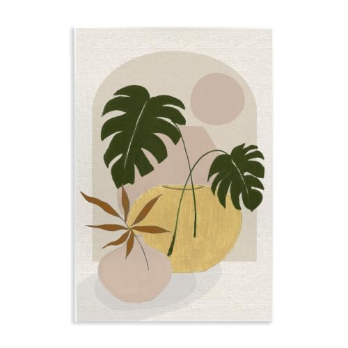 Potted Monstera Botanical, 13 x 19 Inch Mounted Print on Wall Plaque