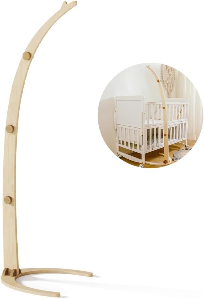 Baby Mobile Holder Wooden Floor Design for Baby Cot, Changing Table Baby Room DIY Wooden Mobile Holder Frame Mobile Holder for Hanging Mobile Bed Bell Wind Chime Floor Crib Holder Arm