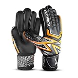 Kalci Soccer Goalkeeper Gloves for Kids Boys Children Youth Football Goalie Gloves with Thick Latex Foam Padding, Hook & Loop Strap for Wrist Support(Orange-Size-7)