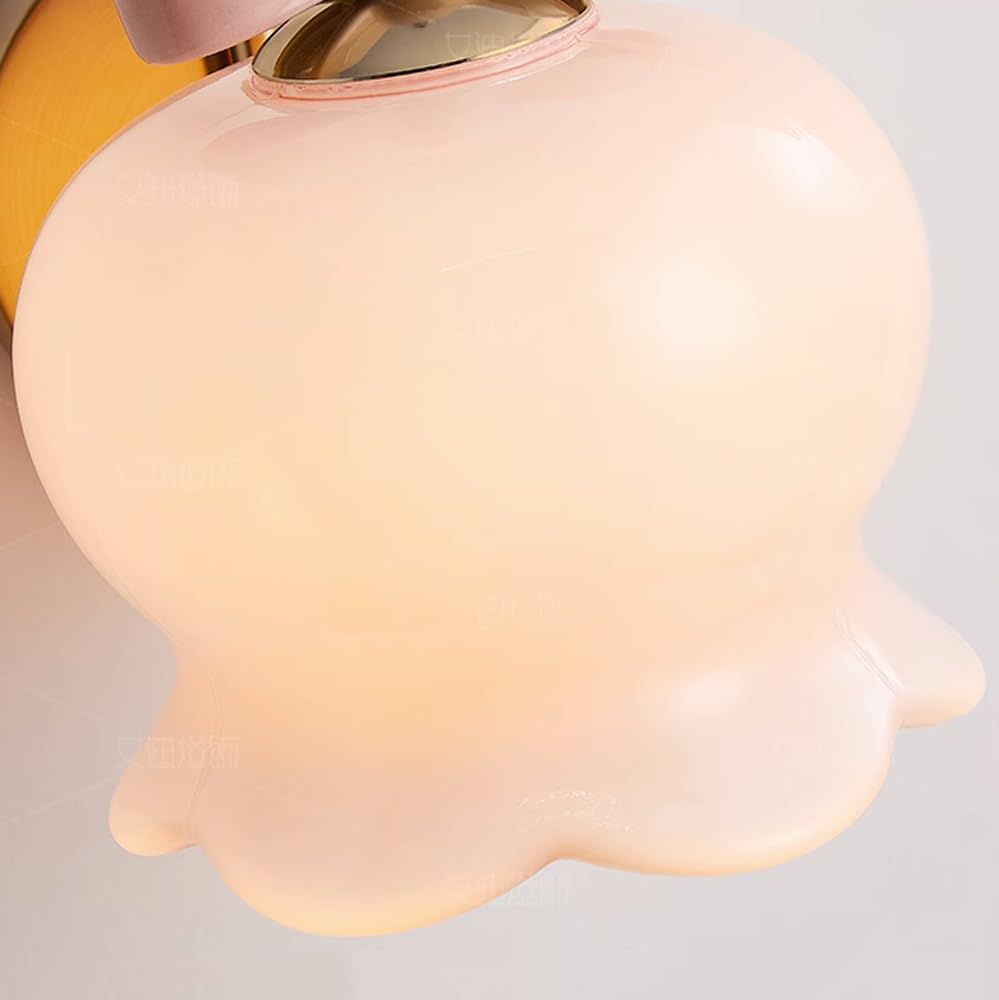 Kinkiety ścienne do wnętrz Lampa ścienna do pokoju dziecięcego do sypialni dziewczynki z mleczno-białym szkłem śliczna kokarda różowa chromowana złota lampka nocna do salonu
