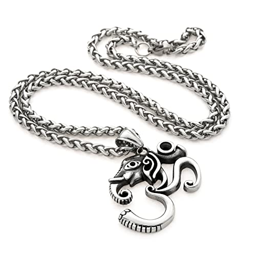 Ohm Ganesha Necklace Hindu Elephant God Of Fortune Stainless Steel Keel Chain Om Jewelry Gift Men Women4