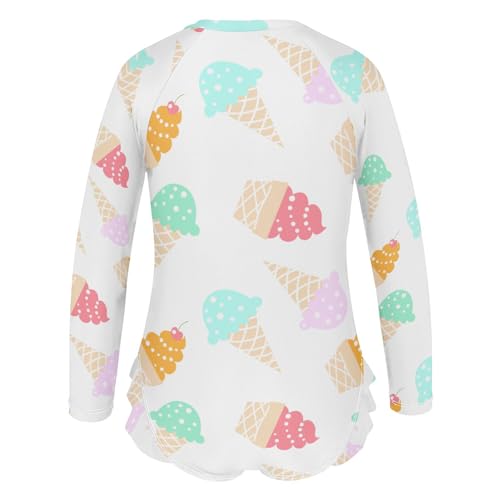 Image of CaTaKu Girls Rash Guard Swimsuit Long Sleeve One Piece Bathing Suit UPF 50+ Toddler Kids Zipper Ruffle Swimwear 3-12Y
