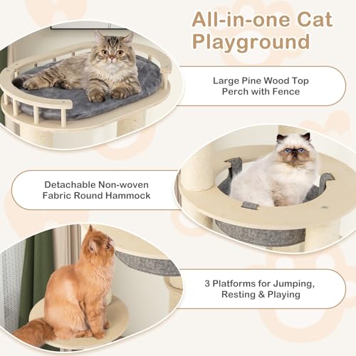 Tangkula Wood Cat Tree 59 pulgadas para gatos miniatura 5