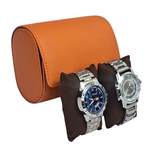 Image of THE CASE Luxury Watch Roll Case - Travel Watch Organizer-Watch Travel Case for 2 Watches | PU Leather Portable Gift Box for Watch Collectors