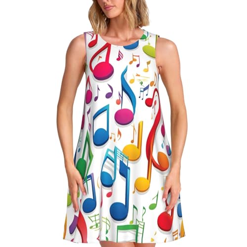 Robe d'été légère sans manches anti-chaleur à motif musique