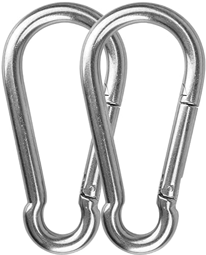 AOWISH Spring Snap Hook Carabiner Heavy Duty| 304 Stainless Steel Clips Keychain Buckles| 2-1/2'' 3-1/8'' 4'' 5-1/2'' Length| Home Gym Garage Camping Swing Hammock Hiking etc (M12, 1/2'' Dia, 2-Pack)