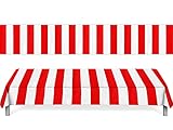 Red and White Striped Tablecloth Carnival Tablecloth Table Skirt Striped Waterproof Table Cover for...