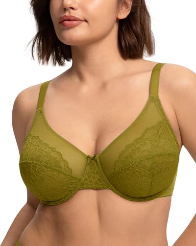 Image of HSIA Minimizer Bras for Women Enchante Full Coverage Underwire Bras Plus Size Lifting Floral Lace Bra for Heavy Breast