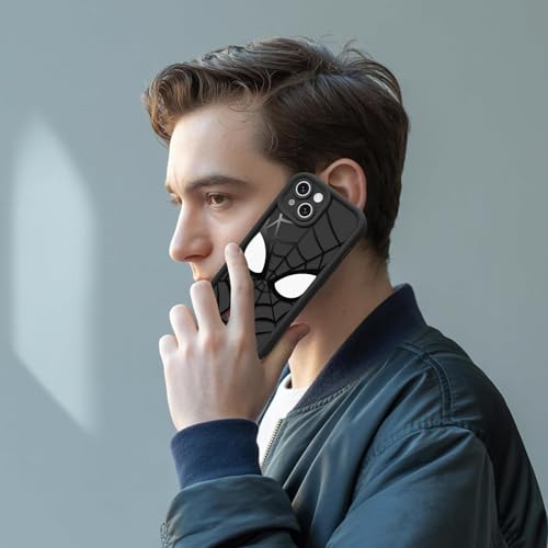 Image of Stylish Spider Back Case Cover Compatible for 16 Plus | Spidey Face Mask Case | Soft Silicone | Camera & Full Body Protection | Shock Proof | (Black)