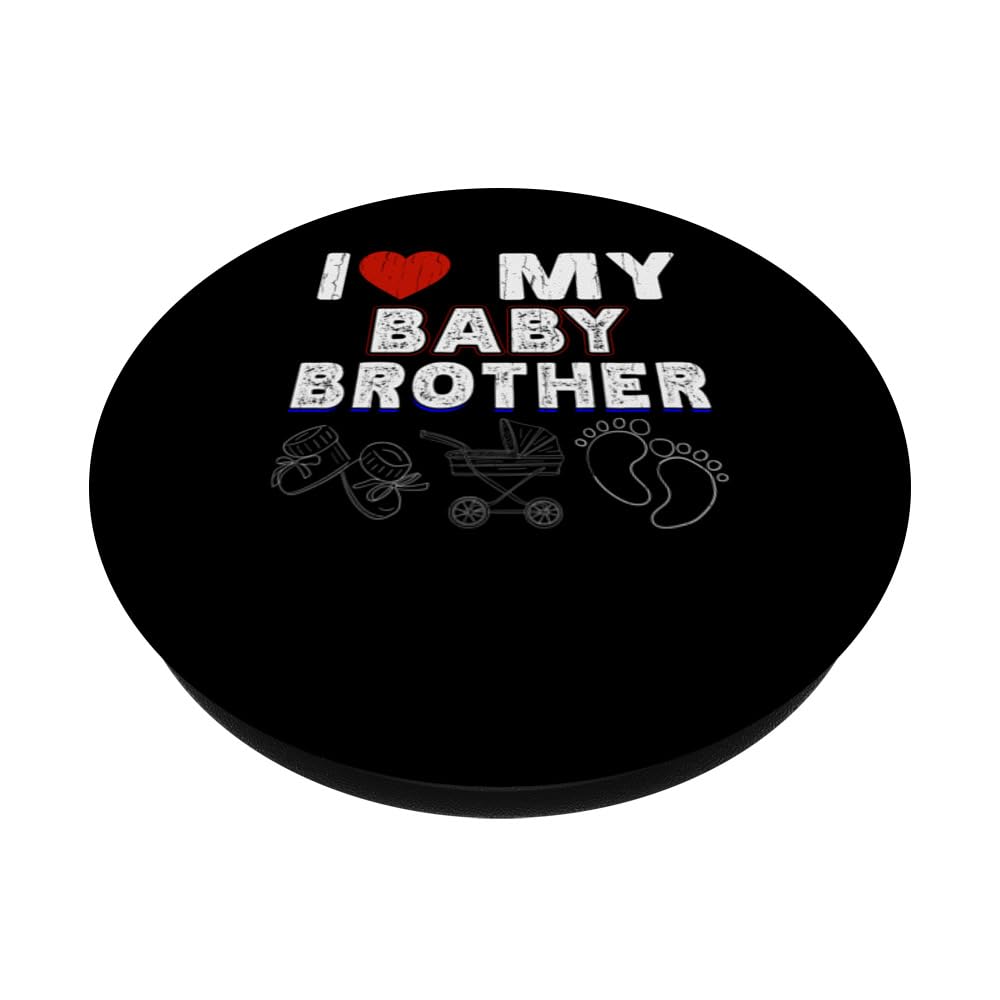 Cute Baby Brother Apparel for Little Ones PopSockets Swappable PopGrip, Black - Image 2