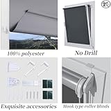 Light Filtering Roller Blinds 40 x 140 cm Thermal Insulated UV Protection, Blinds for Windows Easy Fit Blinds with Clips Fit Home Office Window, Black - Image 5