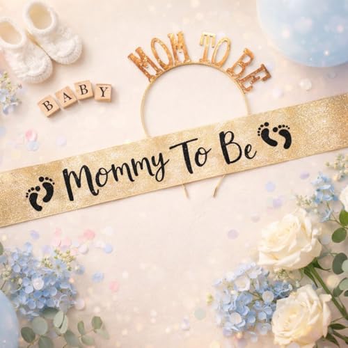 Image of Wanna Party Baby Shower Decoration Items- Mom to Be Sash & Mom to be Tiara for Mom To be Gifts for Baby Shower Decoration Items (Pack of 2)