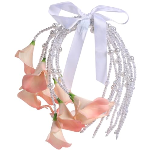 Bouquet de mariée en arum calla avec son bracelet de perles élégant
