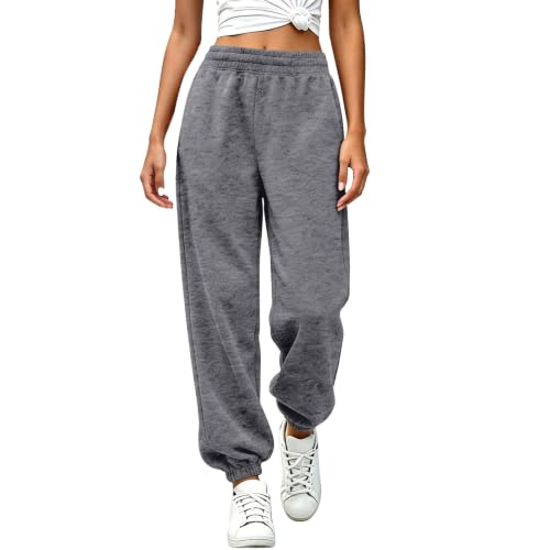 Women's Cinch Bottom Sweatpants Baggy High Waisted Sweat Pants