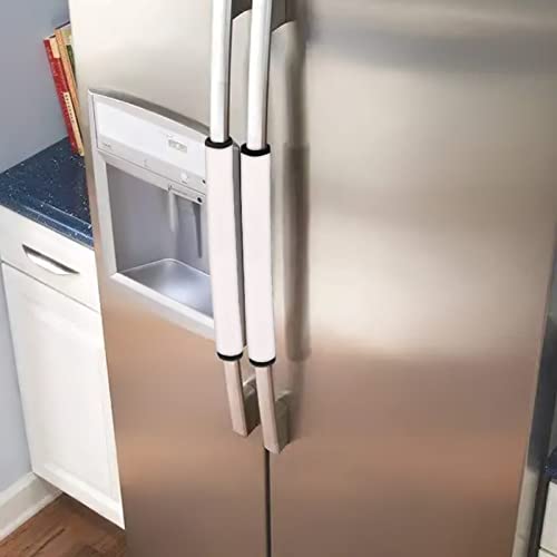 Image of Dreaweet Lemon Print Fridge Handle Covers Set of 4, Red Green Kitchen Appliance Refrigerator Door Handle Covers Handle Protector Gloves for Fridge Oven Keep Off Fingerprints, Stains, Oil