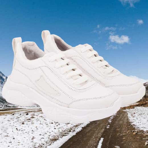 Image of SUKART White Womens Laceup Sneakers