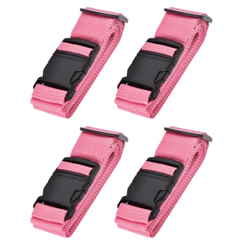 Image of uxcell Luggage Straps Suitcase Belts with Buckle Label, 2x78 2Mx5cm Adjustable PP Travel Bag Packing Accessories, Pink 4Pcs