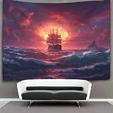 kaiyun Velero Tapiz Pared,Amanecer at Mar Tapices De Pared,Colcha De Pícnic,Manta De Pared, Decorativo Toalla De Playa 130cmx150cm
