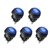 Linkstyle 5PCS 12V 20A Car Truck RV Rocker Round Toggle, LED Switch 3 Pins On-Off Control Waterproof