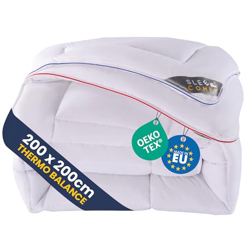 SLEEP COMFY Luxus Allergiker 4-Jahreszeiten Warme Bettdecke 200x200 cm Steppdecke mit 2 Kombinierbaren Teilen, Ganzjahresdecke Decke für Sommer und Winter Winterdecke, Winterbettdecken, Schlafdecke