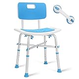 Health Line Massage Products Heavy Duty Shower Chair with Large Back 500lb, Bariatric Paded Bath Seat w/Assist Grab Bar, Tool-Free Assembly Tub Shower Bench for Seniors, Elderly, Disabled & Handicap
