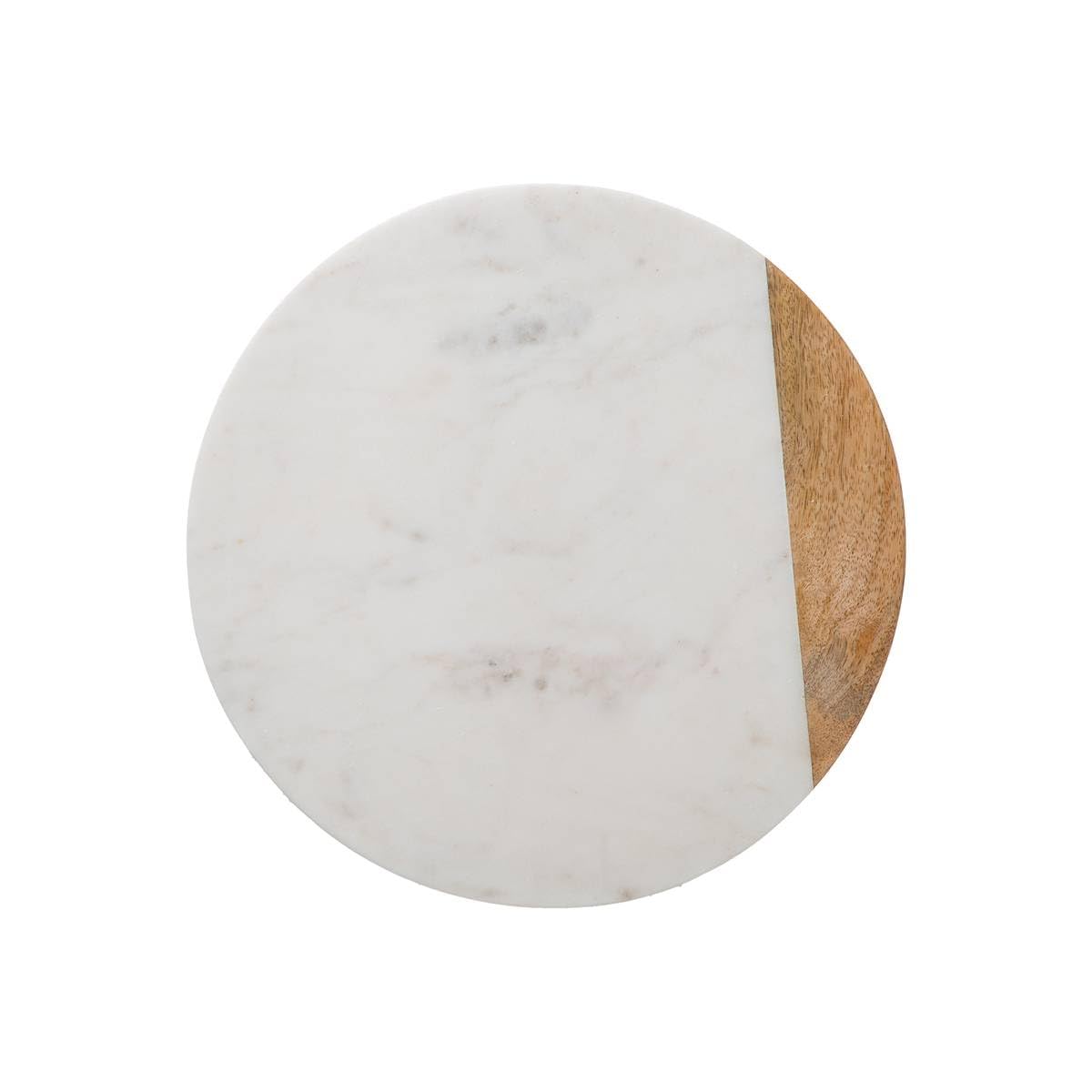 Secret de Gourmet Drehteller aus weißem Marmor und Mangoholz, Durchmesser 30,5 cm