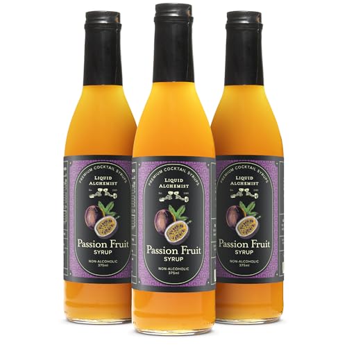 Image of Liquid Alchemist Passion Fruit Syrup for Cocktails | Real Ingredients Make our Passion Fruit Syrup for Drinks the Perfect Margarita Mix | Small Batch, Non-GMO & Vegan | 12.7 Oz Drink Mixer, Pack of 3