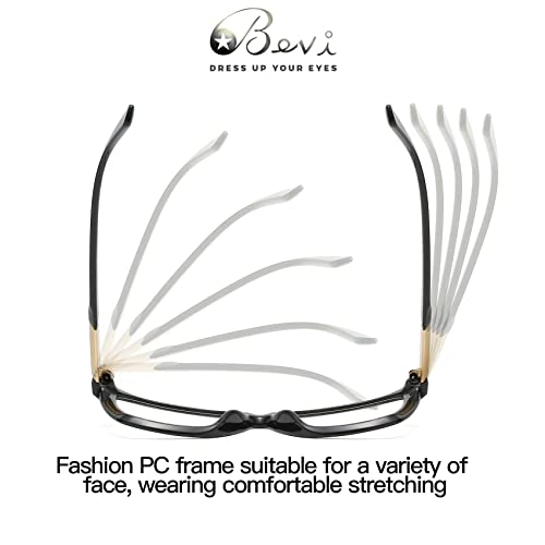Image of Bevi Reading Glasses Anti Eyestrain Blue Light Blocking Large Square Oversize Frame with Metal Hinge for Women and Men