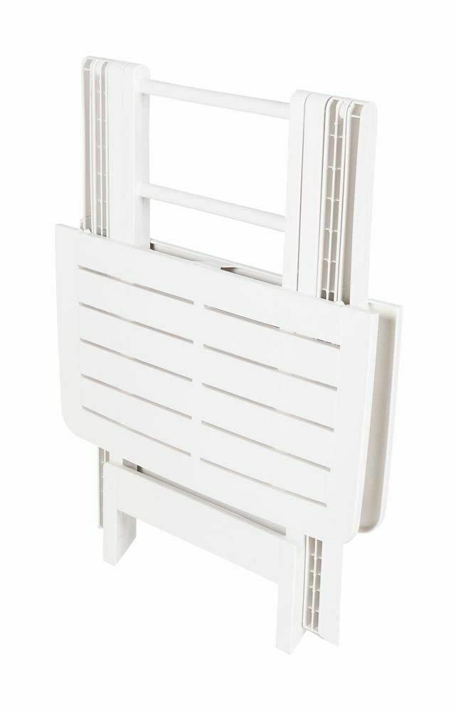 My Brand Tavolo Pieghevole da Esterno Bianco in Resina 80x72x70 cm | Arredo giardino e balcone, chiuso occupa 6 cm, già montato, richiudibile, salvaspazio
