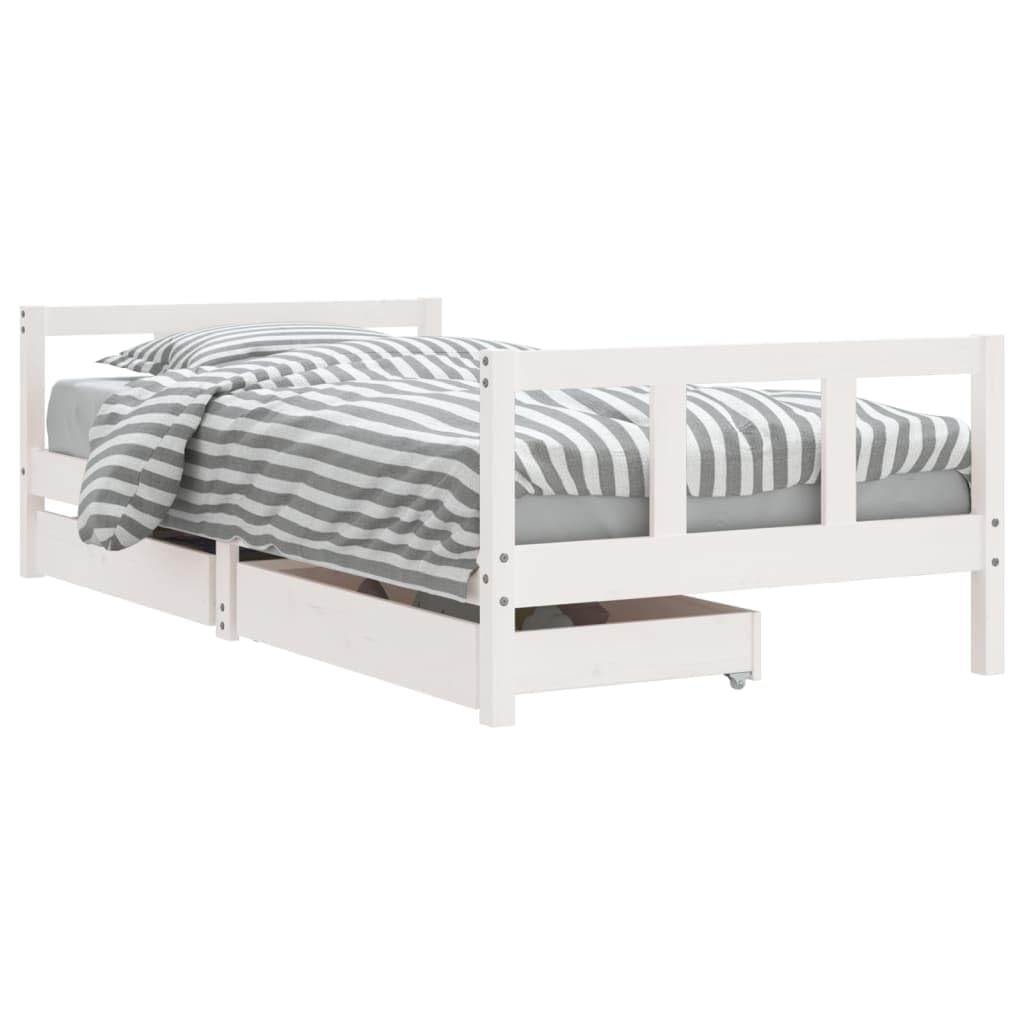 Gecheer Kinderbett mit Schubladen Hausbett Spielbett Kinder Bett Holzbett Bettgestell Weiß 90x190 cm Massivholz Kiefer
