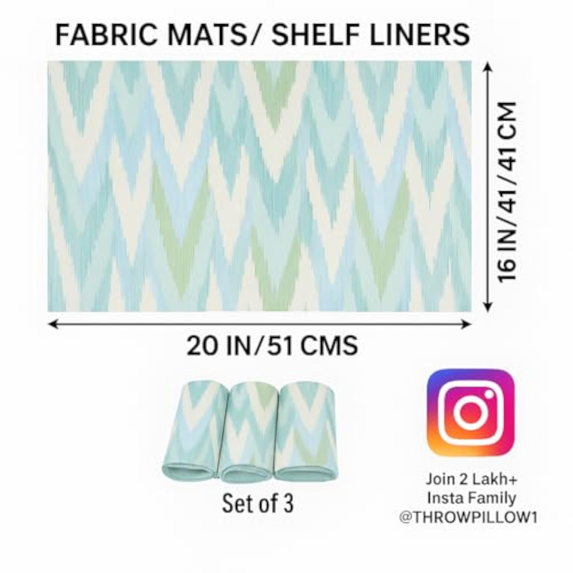 Aqua Blue Fabric Mats Shelf Liners, Machine Washable