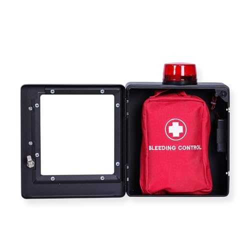 Image of Bleeding Control Kit + Emergency Wall Mount Cabinet | Optional Lock & Alarm Feature Included (Black)