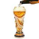 LYPPUL Fußball Bierkrug, 500ml WM-Bierglas, Fußball WM Pokal Form Bierglas, Lustiger Kreative fußballkrüge, Bierkrug aus Glas für Bier, Cocktails,Getränke,fußballparty,Geschenke für Männer fußballfans