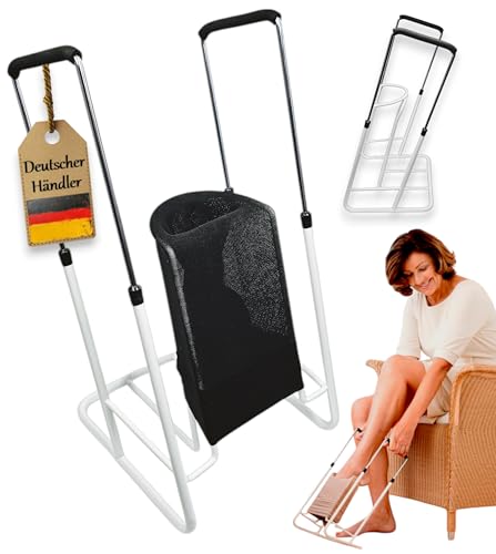 Höhenverstellbare Anziehhilfe, 14 cm Fußbreite, für Knie und Hüfthohe Kompressionsstrümpfe, Strumpfanzieher, Anziehhilfe für Stützstrümpfe, Thrombosestrümpfe, Strumpfhochzieher, Sockenanzieher