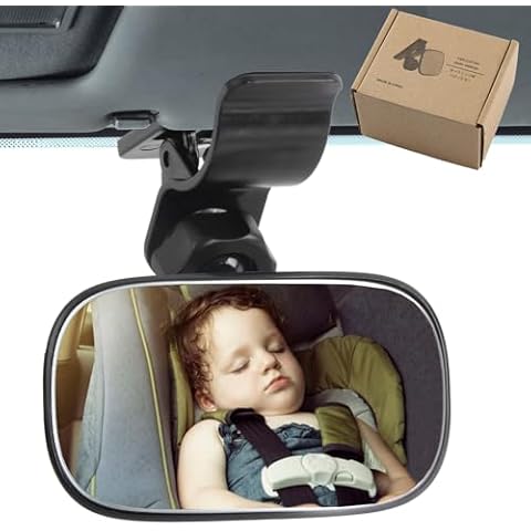 JONMON Automotive Interior Rearview Baby Mirror - Car Small Clip-On Adjustable Facing Back Rear View Seat Convex Mirror Clip on Car or Truck Sun Visor (Original) Cover